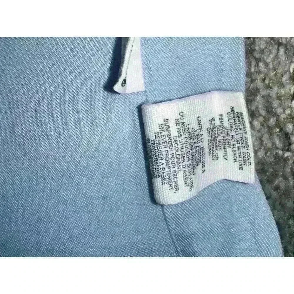 Weekend Clothes Line Sz L blue preppy 3/4 sleeve Collar Button Coastal - Picture 8 of 9